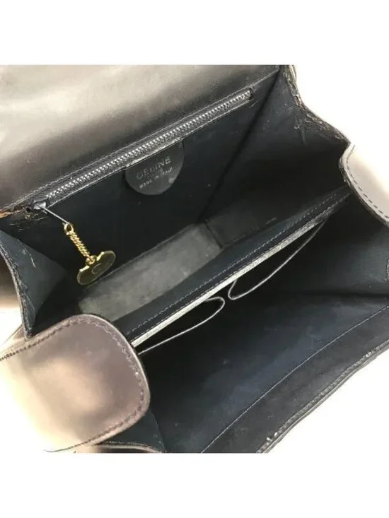 Celine Leather Ribbon Hand Bag Navy Gold - Picture 7 of 10